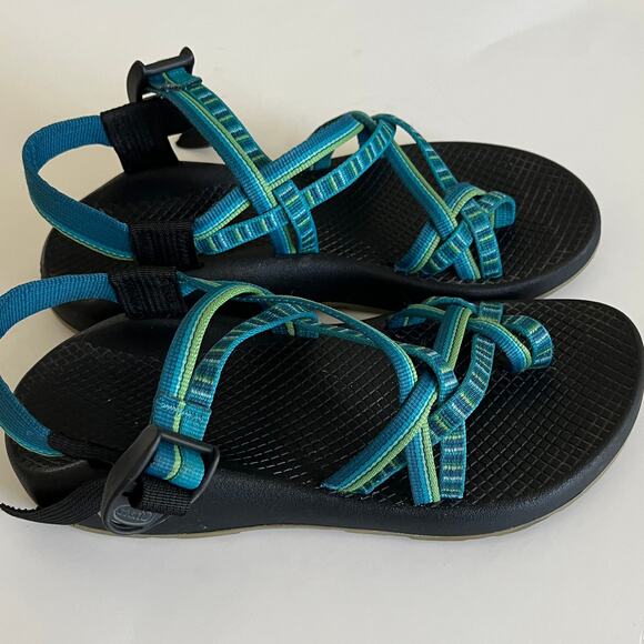 Chaco Z Cloud X2 Women's 7 Striped Blue Green Hiking Sandal Outdoor Water - Picture 7 of 7